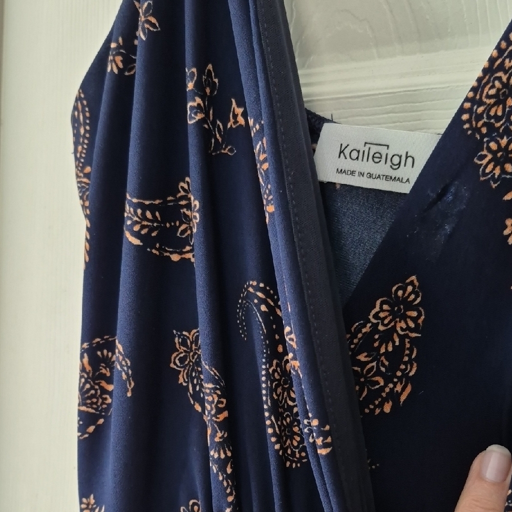 Kaileigh Women's Floral Wide Leg Jumpsuit - Navy and Orange